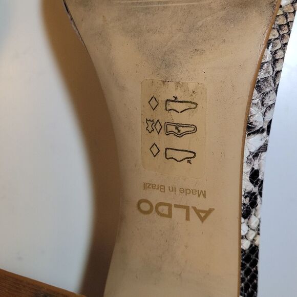 ALDO SNAKE SKIN BLOCK HEEL ANKLE STRAP OPEN TOE WOMEN"S SANDAL - Picture 14 of 16